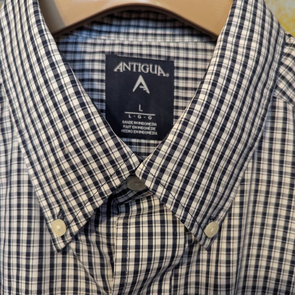 Antigua Indiana Pacers Shirt Mens Large L Blue Plaid Button Down NBA Basketball - Picture 11 of 16